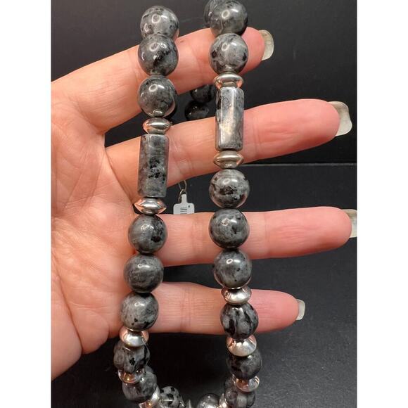 NEW Larvakite and sterling silver necklace - Picture 7 of 16